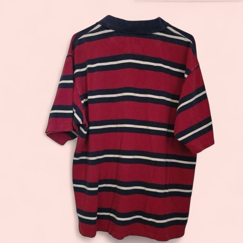 Men’s Vintage DuckHead Striped 90’s Short Sleeve Polo Shirt Red Large - Picture 7 of 7